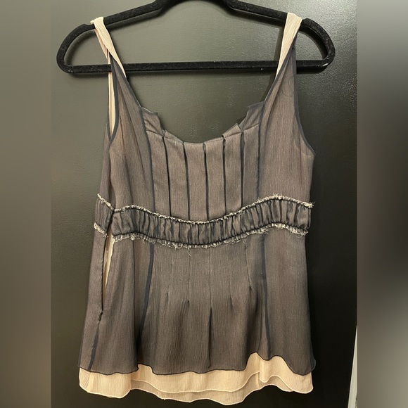 Marc Jacobs Vintage Silk Black and Cream Sleeveless Blouse, Size 10 - Picture 2 of 5